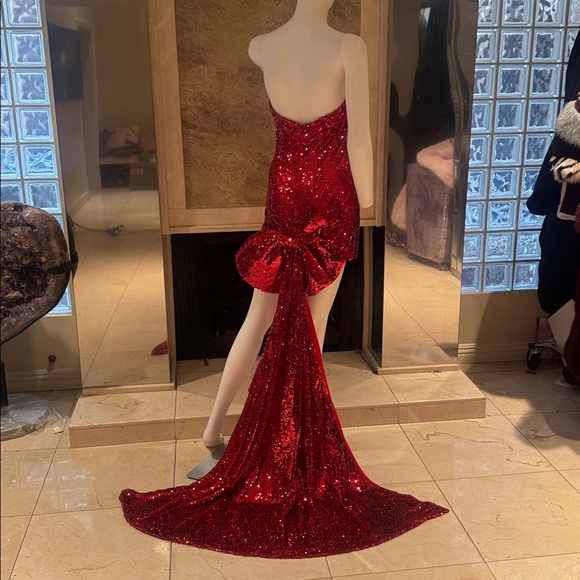 Mew Mews Red Sequin Bow Mini Dresss - Picture 4 of 7
